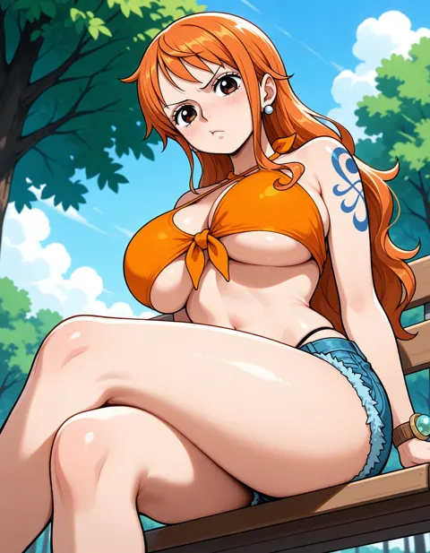 Nami Summer Park joy — Taking a fresh air at Park with Nami-San · Made with The Forge · Eye Detailed · Upscaled · Character LoRA