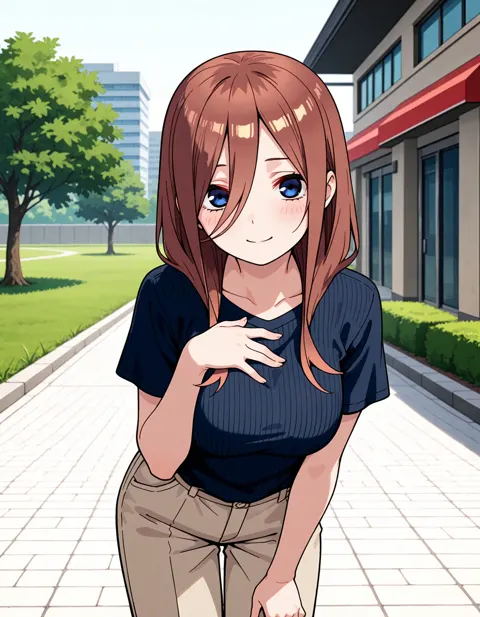 Miku Gratitude Expression — Miku-chan in Navy Blue and Khaki classic · Made with The Forge · Eye Detailed · Upscaled · Character LoRA